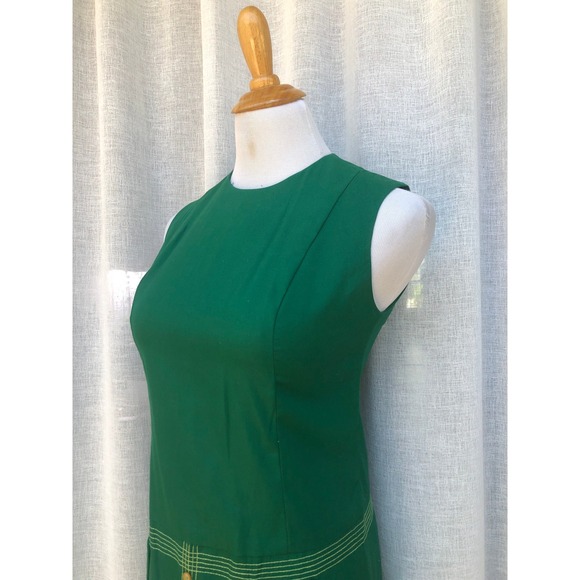 Vintage Liberty Square green sleeveless mini dress with pleat skirt - Picture 4 of 9